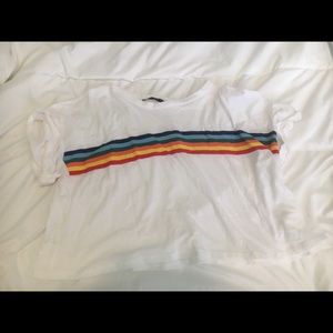 Rainbow Polaroid White Cropped Tee